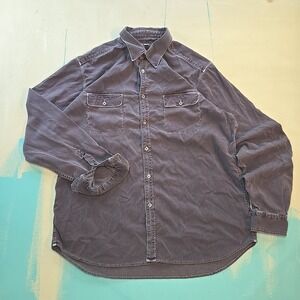 Martin Gordon Mens XL Shirt Gray Corduroy Button Down Long Sleeve Pocket Western